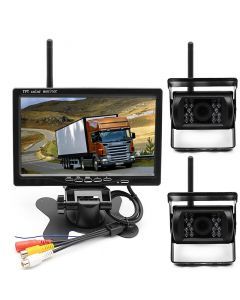 Trådlöst backkamera-kit med dubbla kameror, 7" display