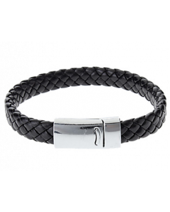 Charmig flätad läderarmband, svart