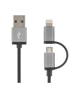 DELTACO PRIME USB-synk-/laddarkabel (svart)