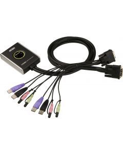 ATEN KVM switch, 1-2, DVI-D/USB, 1,2m kabler