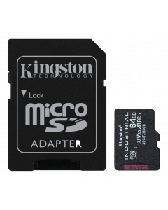 Kingston 64GB microSDXC Industrial C10 A1 pSLC-kort + SD-adapter