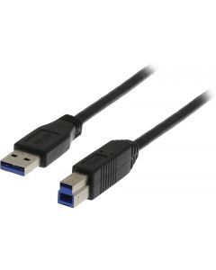 DELTACO USB 3.0 kabel, Type A han - Type B han, 3m, sort