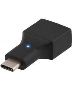 DELTACO USB 2.0 adapter, Type C - Type A hun, sort