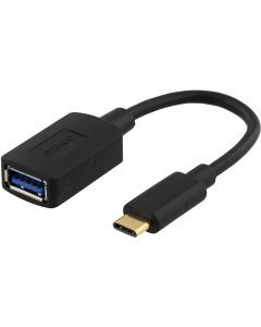 DELTACO USB 3.1 adapter, Gen 1, Type C han - Type A hun, sort