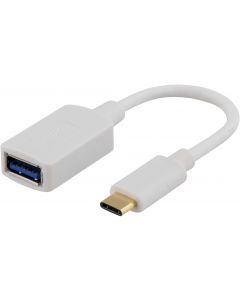 DELTACO USB 3.1 adapter, Gen 1, Type C han - Type A hun, hvid