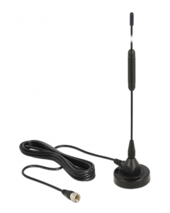 DeLOCK DAB+ antenn, F-kontakt hane, 0dBi, rundstrålande, 50 Ohm, RG-174,