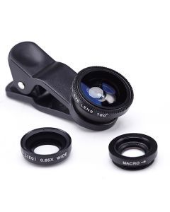 Universal Clip 3-i-1 objektiv Vidvinkel + Macro + Fisheye lins