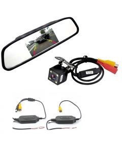 Trådlöst backkamerapaket till bil, 4,3" backspegeldisplay, 170° vidvinkel, mörkersyn