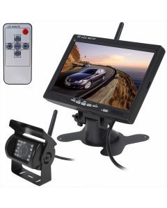 Trådløst bakkamera, 7" skærm, Auto IR mørkesyn, 120°, IP67, lang rækkevidde