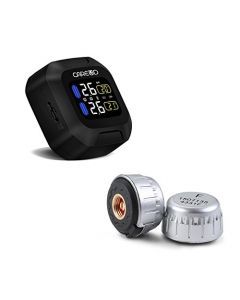 Trådlös lufttryckssensor för motorcykel, 2 st sensorer, mäter tryck/temperatur, larm, display