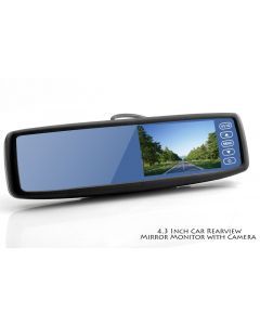 Bakspejlskamera med 4,3" skærm, 2x videoindgang, højttaler, 135 graders vidvinkel, vandtæt kamera